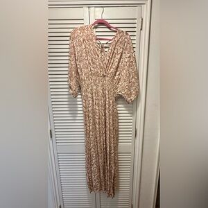 Dex Tan and Cream Patterned Maxi Dress